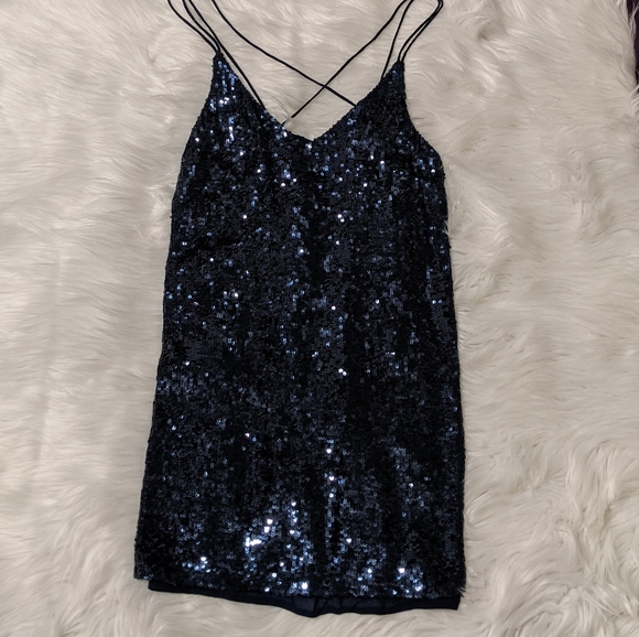 Free People blue sequins slip dress size small - Picture 2 of 7